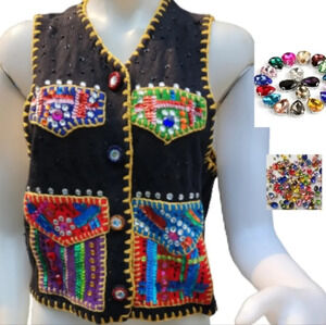 Michael Simon 90s Rare Vintage‎ Bedecked vest L